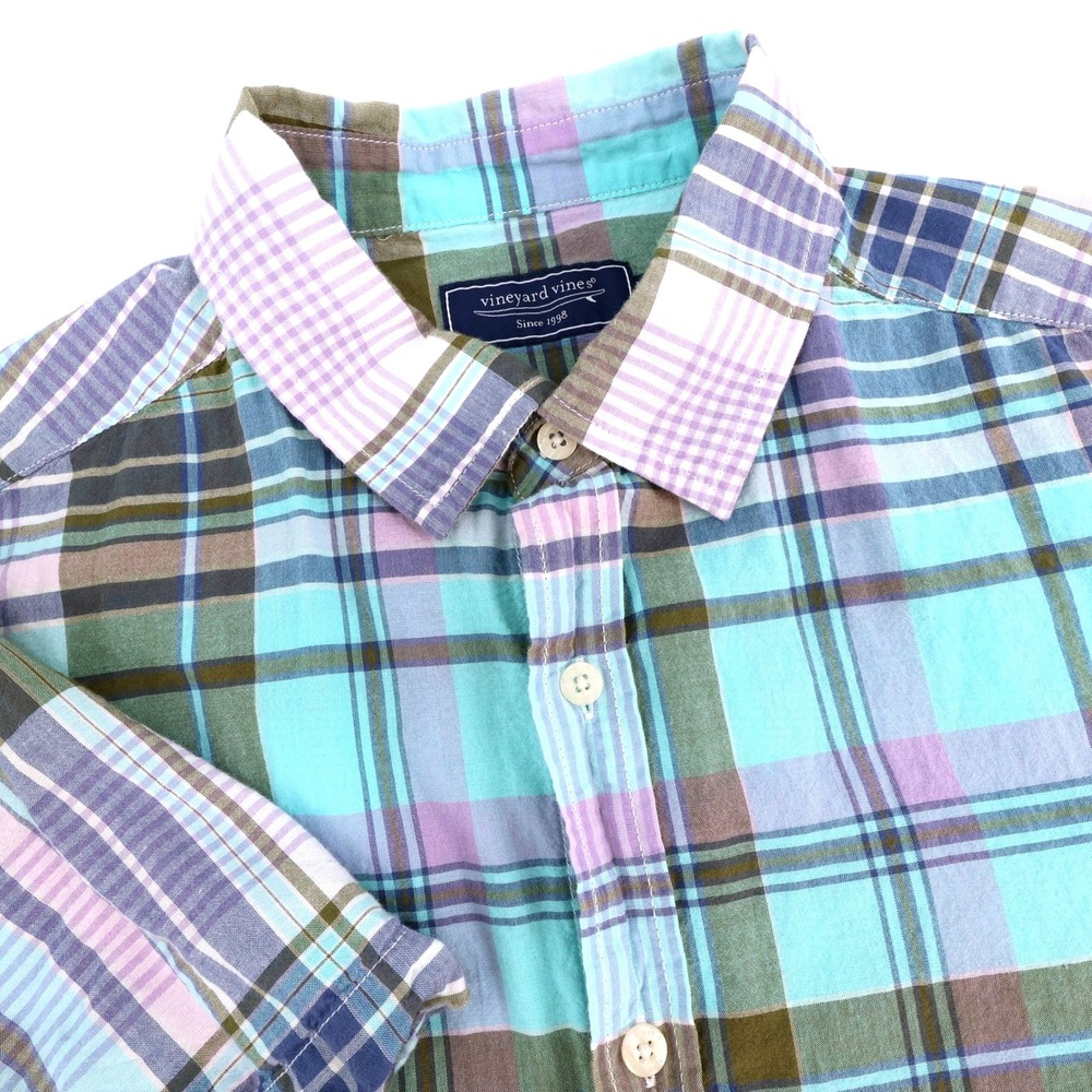Vineyard Vines Men's Plaid Short Sleeve Button Down Shirt -‎ Large